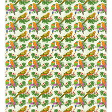 Vivid Floral Parrots Duvet Cover Set