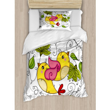 Love Avian Floral Art Duvet Cover Set