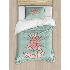 Vintage Rose and Love Duvet Cover Set