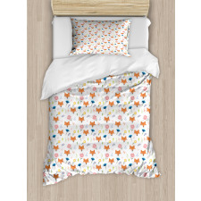 Animal Head and Colorful Flower Duvet Cover Set