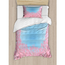 Pinkish Blossom Trees Duvet Cover Set