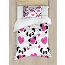 Love Pandas Hearts Duvet Cover Set