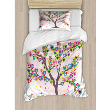 Tree with Leaves Floral Duvet Cover Set
