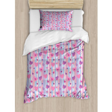 Hearts Stripes Wedding Duvet Cover Set