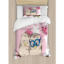 Cartoon Birds Valnetine Duvet Cover Set