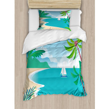 Cartoon Tropic Coast Duvet Cover Set