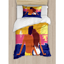 Romantic Couple Coast Duvet Cover Set