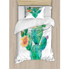 Cactus with Flowers Duvet Cover Set