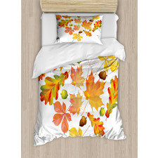 Leaves Acorns Heart Duvet Cover Set