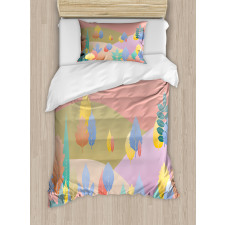 Pastel Fall Leaves Duvet Cover Set