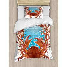 Seashells and Red Coral Duvet Cover Set