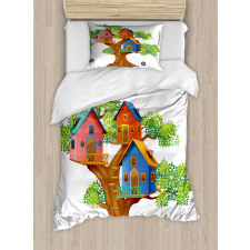 Cartoon Cottages Duvet Cover Set