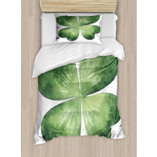 Watercolor Shamrock Leaf Art Duvet Cover Set