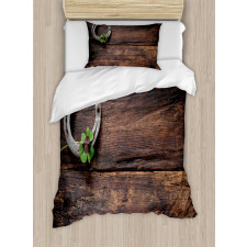 Rusty Horseshoe on Wooden Duvet Cover Set