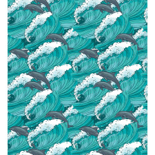 Surfing Doodle Dolphins Duvet Cover Set