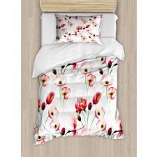 Poppy Flowers Branches Duvet Cover Set