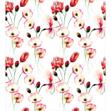 Poppy Flowers Branches Duvet Cover Set