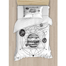 Modern Geometric Planets Duvet Cover Set