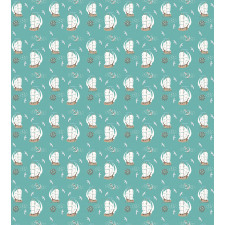 Pirate Ship Anchor Seagulls Duvet Cover Set