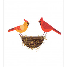 Red Cardinals Couple Nest Duvet Cover Set