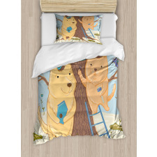 Couple Bears Tree Duvet Cover Set