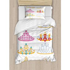 Golden Gemstones Tiaras Duvet Cover Set