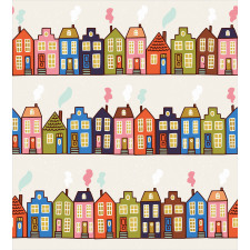 Funky Houses on Streets Duvet Cover Set