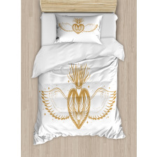 Winged Heart with Crown Duvet Cover Set