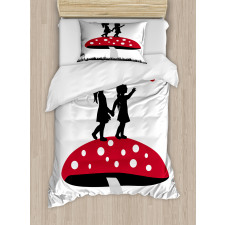 Little Girls on Toadstool Duvet Cover Set