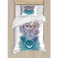 Flowers Moon and Lace Motif Duvet Cover Set