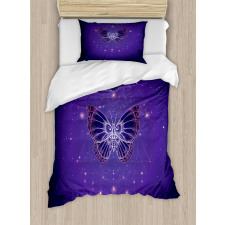 Galactic Butterfly Geometry Duvet Cover Set