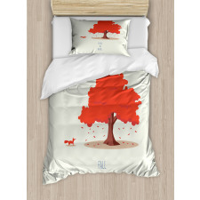 Fall is Here Animal and Tree Duvet Cover Set