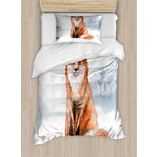 Fine Art Winter Animal Painting Duvet Cover Set