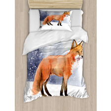 Side View Painting Snow Animal Duvet Cover Set