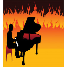 Pianist Man Playing on Flames Duvet Cover Set
