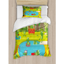 Animal Pool Party Fun Forest Duvet Cover Set