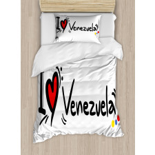 I Love Venezuela Wording Duvet Cover Set