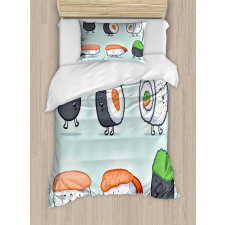 Funny Happy Sushi Characters Duvet Cover Set