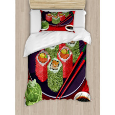 Delicious Sushi Cartoon Art Duvet Cover Set