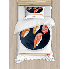 Sushi Text and Japan Plate Duvet Cover Set