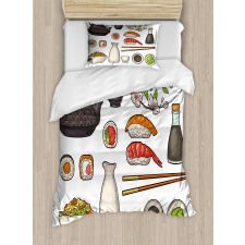 Japan Teapot Sakura Sushi Duvet Cover Set