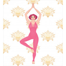 Woman Doing Yoga Lotus Petal Duvet Cover Set