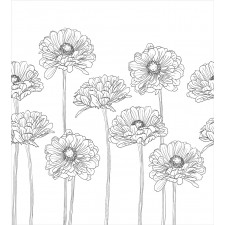 Thin Line Art Flowers Duvet Cover Set