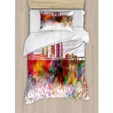 Watercolor Buildings Blots Duvet Cover Set