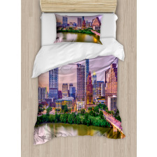 Urban Scene Image and River Duvet Cover Set