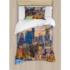 Urban Outdoor Scene at Dusk Duvet Cover Set