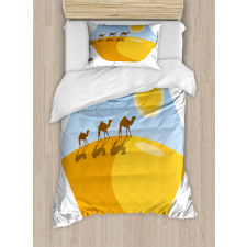 Camels on Desert Cartoon Duvet Cover Set