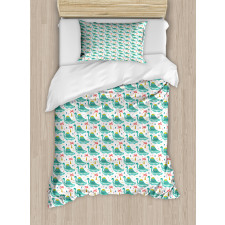 Cartoon of Animal and Palms Duvet Cover Set