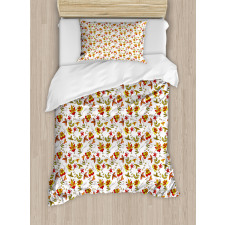 Vintage Fall Flowers Duvet Cover Set