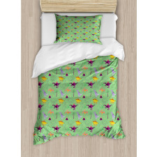 Sketch and Cartoon Dinosaur Duvet Cover Set